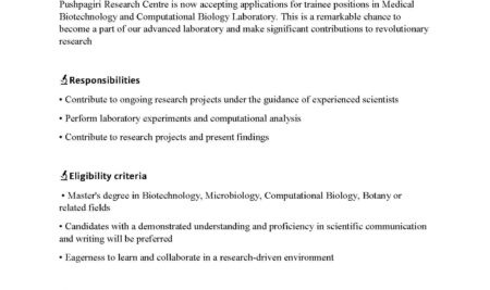 Trainee positions in Medical Biotechnology and Computational Biology